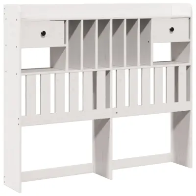 Posteljno vzglavje - Vzglavna omarica - Nočna omarica s predelki bela 135 cm trdna borovina