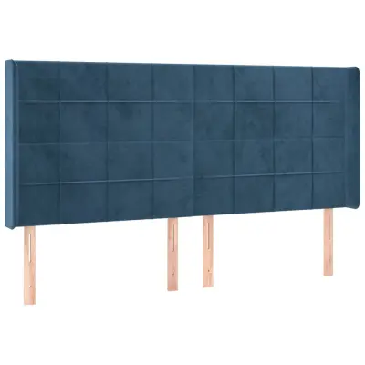 Vzglavna omarica - Nočna omarica - Posteljna omarica z ušesi temno modro 203x16x118/128 cm žamet