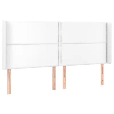 Vzglavna omarica - Nočna omarica - Posteljna omarica z ušesi belo 203x16x118/128 cm umetno usnje