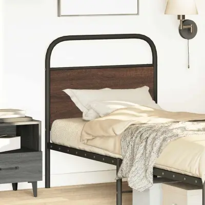 Posteljno vzglavje - Vzglavna omarica - Nočna omarica rjavi hrast 80 cm jeklo in inženirski les