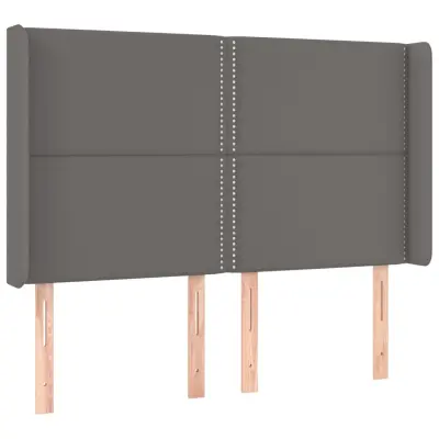 Vzglavna omarica - Nočna omarica - Posteljna omarica z ušesi sivo 147x16x118/128 cm umetno usnje