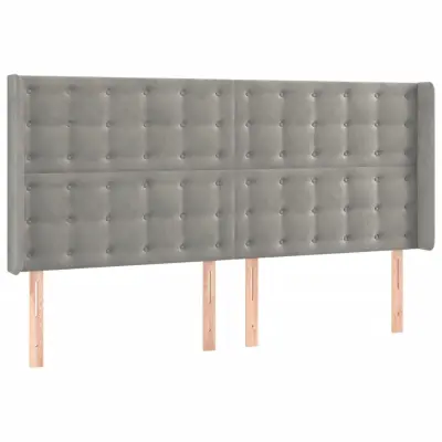 Vzglavna omarica - Nočna omarica - Posteljna omarica z ušesi svetlo sivo 183x16x118/128 cm žamet