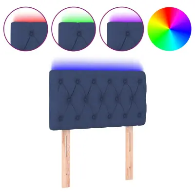 LED Posteljno vzglavje - Vzglavna omarica - Nočna omarica modro 80x7x78/88 cm blago