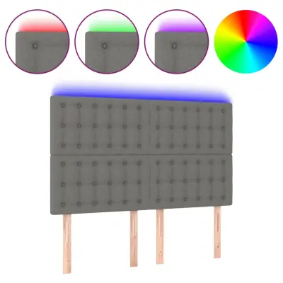 LED Posteljno vzglavje - Vzglavna omarica - Nočna omarica temno sivo 144x5x118/128 cm blago