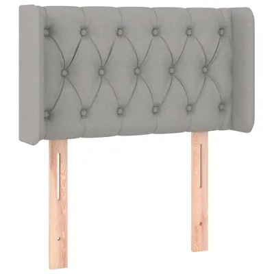 Vzglavna omarica - Nočna omarica - Posteljna omarica z ušesi svetlo sivo 83x16x78/88 cm blago