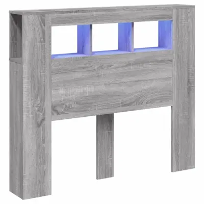 LED Posteljno vzglavje - Vzglavna omarica - Nočna omarica siva sonoma 120x18,5x103,5 cm inž. les