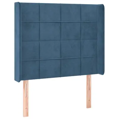 Vzglavna omarica - Nočna omarica - Posteljna omarica z ušesi temno modro 93x16x118/128 cm žamet