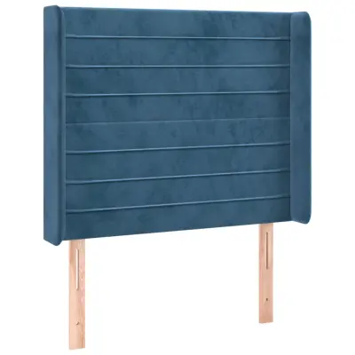 Vzglavna omarica - Nočna omarica - Posteljna omarica z ušesi temno modro 103x16x118/128 cm žamet