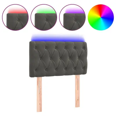 LED Posteljno vzglavje - Vzglavna omarica - Nočna omarica temno sivo 80x7x78/88 cm žamet