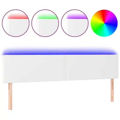 LED Posteljno vzglavje - Vzglavna omarica - Nočna omarica belo 200x5x78/88 cm umetno usnje