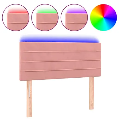 LED Posteljno vzglavje - Vzglavna omarica - Nočna omarica roza 100x5x78/88 cm žamet