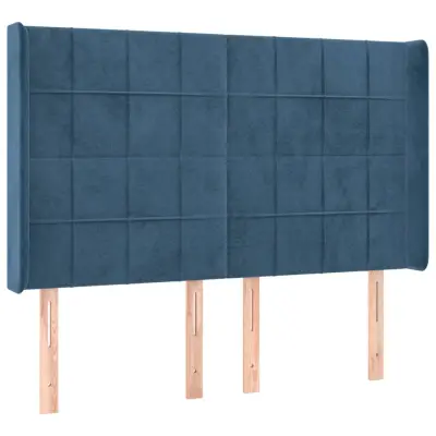 Vzglavna omarica - Nočna omarica - Posteljna omarica z ušesi temno modro 147x16x118/128 cm žamet