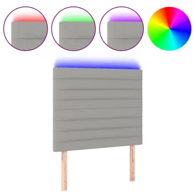 LED Posteljno vzglavje - Vzglavna omarica - Nočna omarica svetlo sivo 80x5x118/128 cm blago