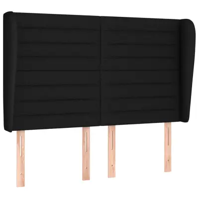 Vzglavna omarica - Nočna omarica - Posteljna omarica z ušesi črno 147x23x118/128 cm blago