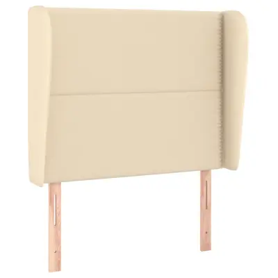 Vzglavna omarica - Nočna omarica - Posteljna omarica z ušesi krem 93x23x118/128 cm blago