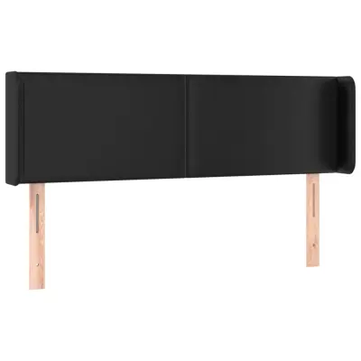 Vzglavna omarica - Nočna omarica - Posteljna omarica z ušesi črno 147x16x78/88 cm umetno usnje