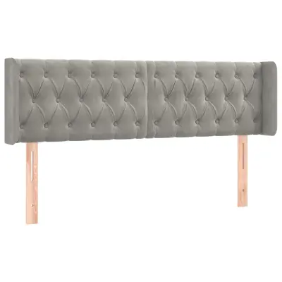 Vzglavna omarica - Nočna omarica - Posteljna omarica z ušesi svetlo sivo 147x16x78/88 cm žamet