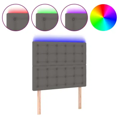 LED Posteljno vzglavje - Vzglavna omarica - Nočna omarica sivo 100x5x118/128 cm umetno usnje