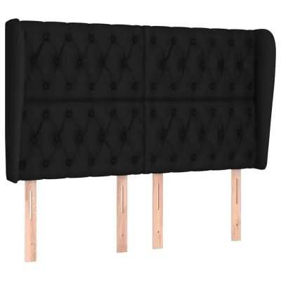 Vzglavna omarica - Nočna omarica - Posteljna omarica z ušesi črno 147x23x118/128 cm blago