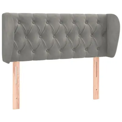 Vzglavna omarica - Nočna omarica - Posteljna omarica z ušesi svetlo sivo 93x23x78/88 cm žamet