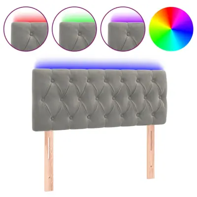 LED Posteljno vzglavje - Vzglavna omarica - Nočna omarica svetlo sivo 90x7x78/88 cm žamet