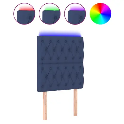 LED Posteljno vzglavje - Vzglavna omarica - Nočna omarica modro 80x7x118/128 cm blago