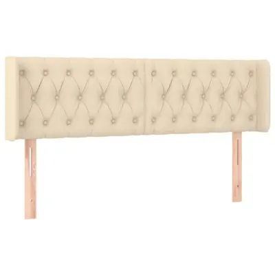 Vzglavna omarica - Nočna omarica - Posteljna omarica z ušesi krem 147x16x78/88 cm blago