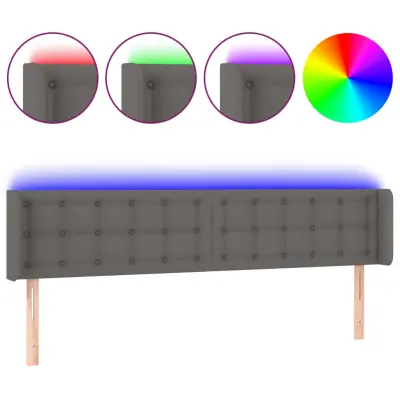 LED Posteljno vzglavje - Vzglavna omarica - Nočna omarica sivo 183x16x78/88 cm umetno usnje