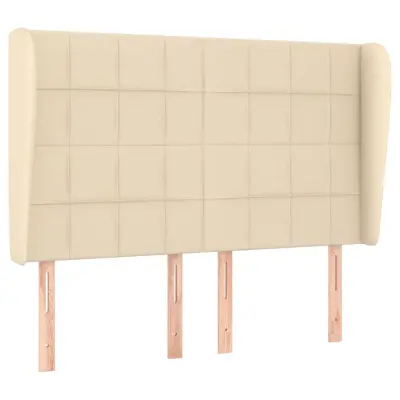 Vzglavna omarica - Nočna omarica - Posteljna omarica z ušesi krem 147x23x118/128 cm blago