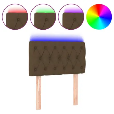 LED Posteljno vzglavje - Vzglavna omarica - Nočna omarica temno rjavo 80x7x78/88 cm blago