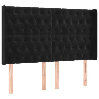 Vzglavna omarica - Nočna omarica - Posteljna omarica z ušesi črno 147x16x118/128 cm žamet