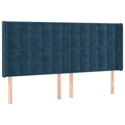 Vzglavna omarica - Nočna omarica - Posteljna omarica z ušesi temno modro 183x16x118/128 cm žamet