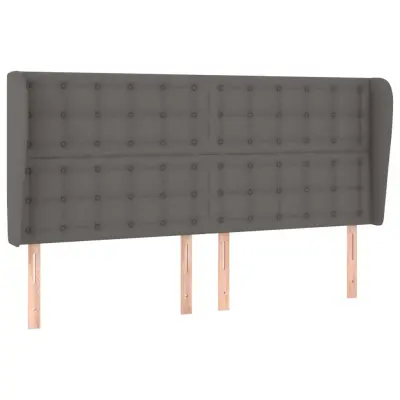 Vzglavna omarica - Nočna omarica - Posteljna omarica z ušesi sivo 163x23x118/128 cm umetno usnje