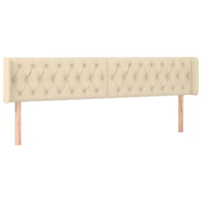 Vzglavna omarica - Nočna omarica - Posteljna omarica z ušesi krem 203x16x78/88 cm blago