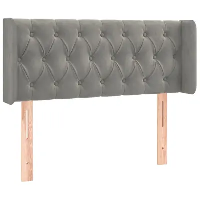 Vzglavna omarica - Nočna omarica - Posteljna omarica z ušesi svetlo sivo 93x16x78/88 cm žamet