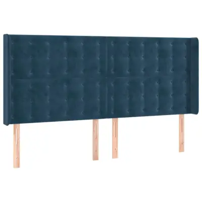 Vzglavna omarica - Nočna omarica - Posteljna omarica z ušesi temno modro 203x16x118/128 cm žamet