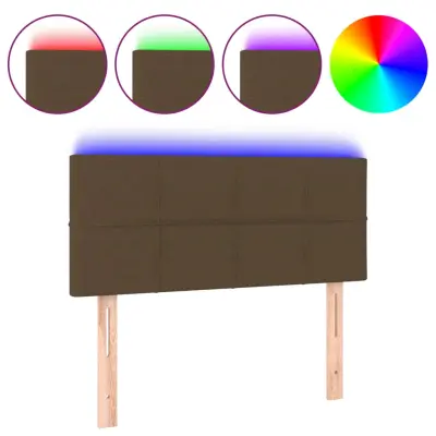 LED Posteljno vzglavje - Vzglavna omarica - Nočna omarica temno rjavo 100x5x78/88 cm blago