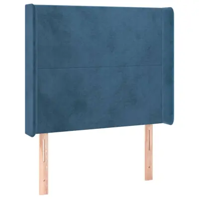 Vzglavna omarica - Nočna omarica - Posteljna omarica z ušesi temno modro 103x16x118/128 cm žamet