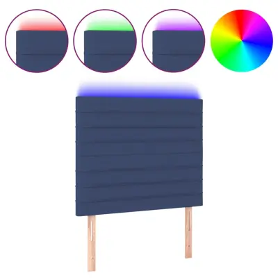 LED Posteljno vzglavje - Vzglavna omarica - Nočna omarica modro 80x5x118/128 cm blago
