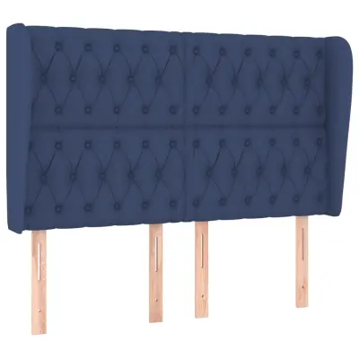 Vzglavna omarica - Nočna omarica - Posteljna omarica z ušesi modro 147x23x118/128 cm blago
