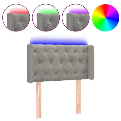 LED Posteljno vzglavje - Vzglavna omarica - Nočna omarica svetlo sivo 83x16x78/88 cm žamet