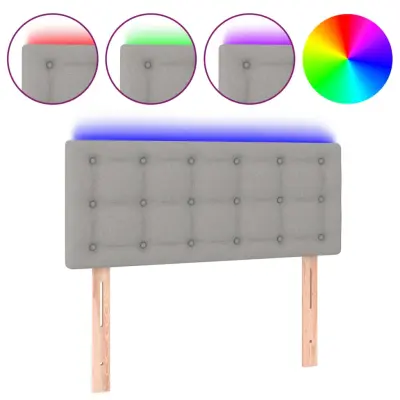 LED Posteljno vzglavje - Vzglavna omarica - Nočna omarica svetlo sivo 80x5x78/88 cm blago