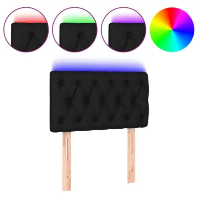 LED Posteljno vzglavje - Vzglavna omarica - Nočna omarica črno 80x7x78/88 cm blago