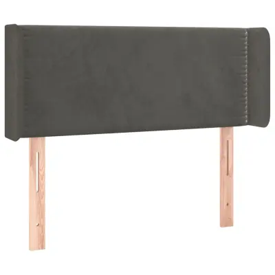 Vzglavna omarica - Nočna omarica - Posteljna omarica z ušesi temno sivo 103x16x78/88 cm žamet