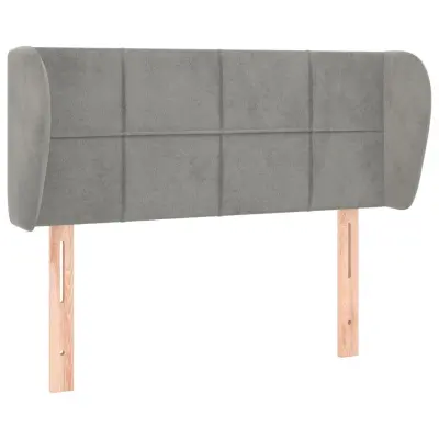 Vzglavna omarica - Nočna omarica - Posteljna omarica z ušesi svetlo sivo 83x23x78/88 cm žamet