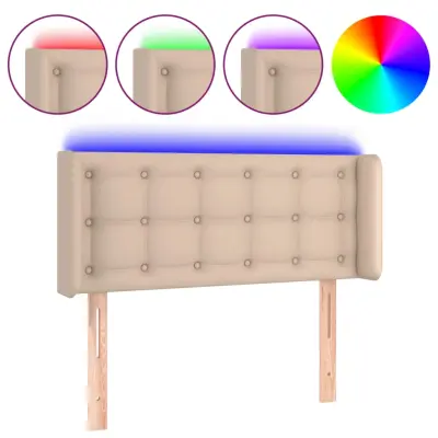 LED Posteljno vzglavje - Vzglavna omarica - Nočna omarica kapučino 93x16x78/88 cm umetno usnje
