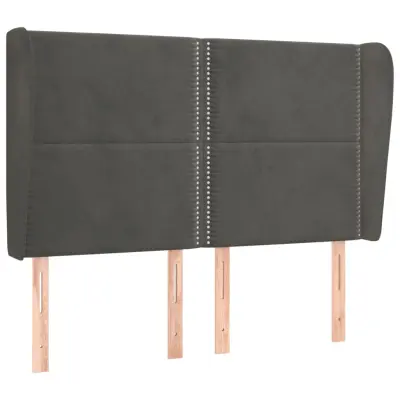 Vzglavna omarica - Nočna omarica - Posteljna omarica z ušesi temno sivo 147x23x118/128 cm žamet