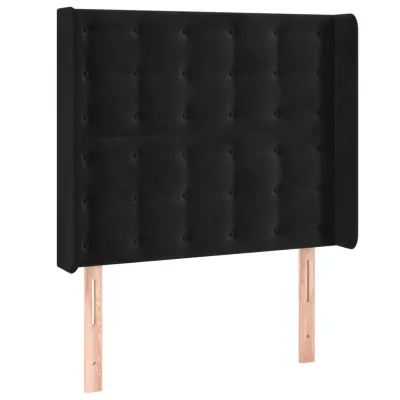 Vzglavna omarica - Nočna omarica - Posteljna omarica z ušesi črno 103x16x118/128 cm žamet