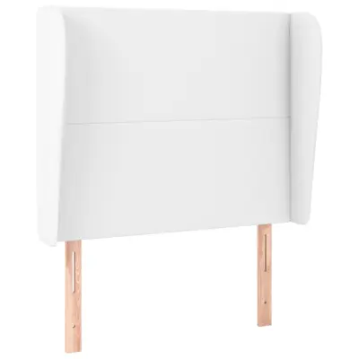 Vzglavna omarica - Nočna omarica - Posteljna omarica z ušesi belo 93x23x118/128 cm umetno usnje