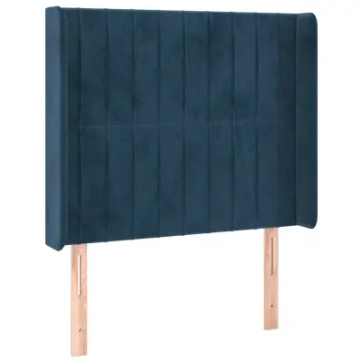 Vzglavna omarica - Nočna omarica - Posteljna omarica z ušesi temno modro 83x16x118/128 cm žamet